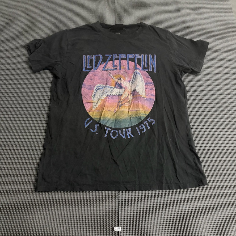 Cotton On Led Zeppelin US Tour 1975 Graphic Tee Black Large Short Sleeve Shirt